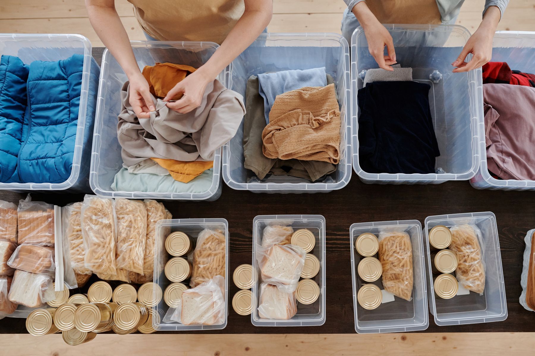 Sorted donations in bins